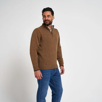 Jack Pyke Ashcombe lambwool zipknit pullover in camel knit