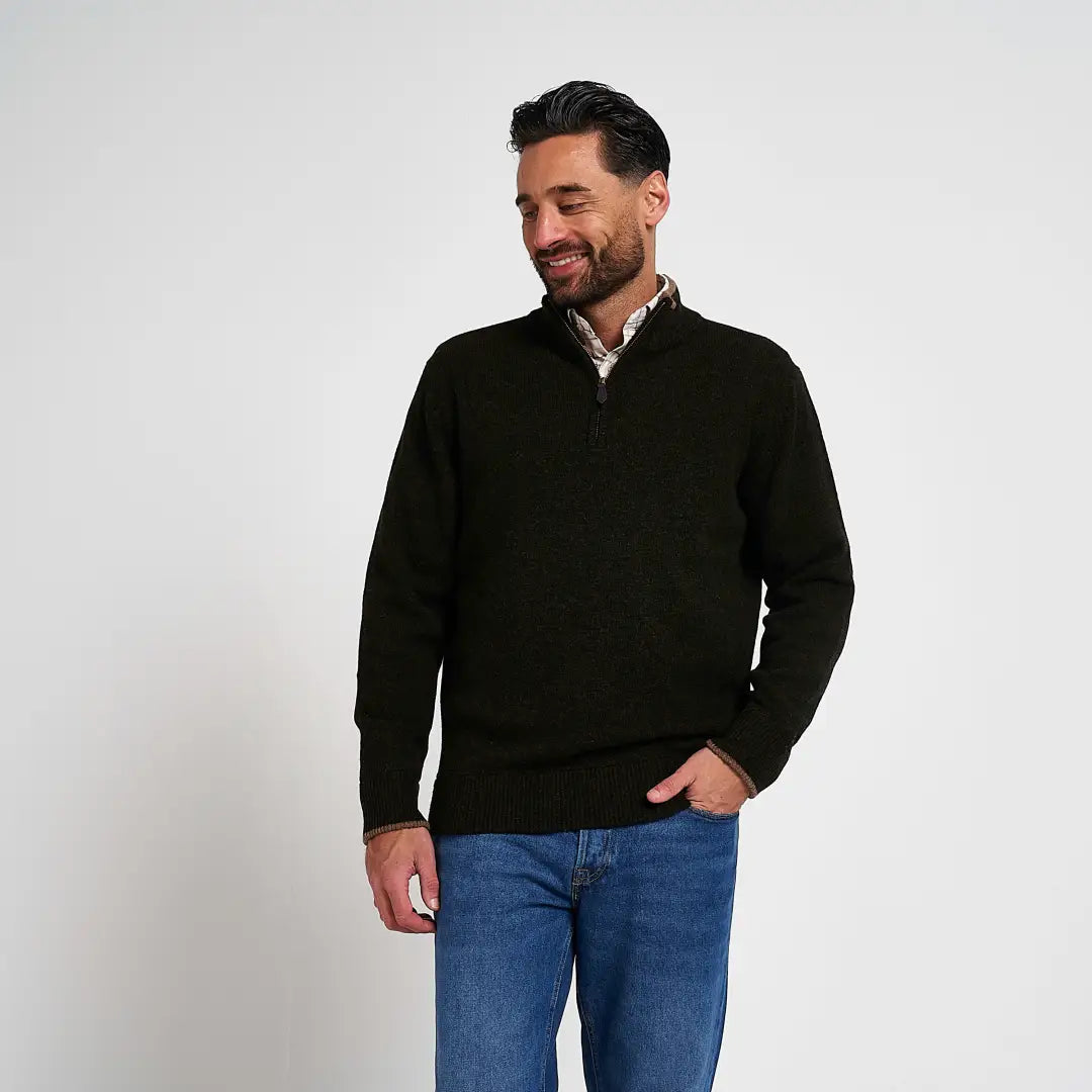 Jack Pyke Ashcombe black quarter-zip lambwool knit sweater