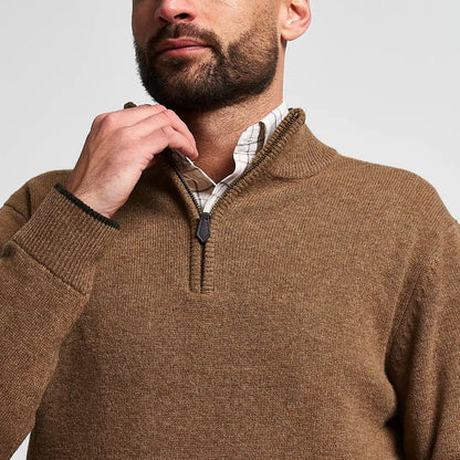 Jack Pyke Ashcombe lambwool zipknit pullover in brown knit