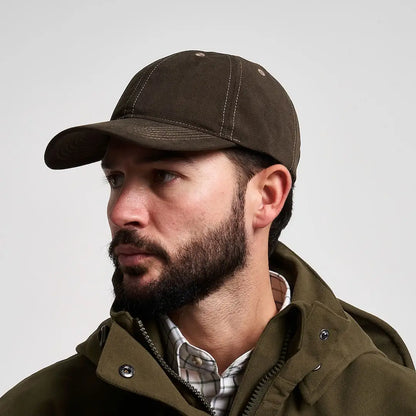Jack Pyke Ashcombe brown canvas baseball cap with white stitching