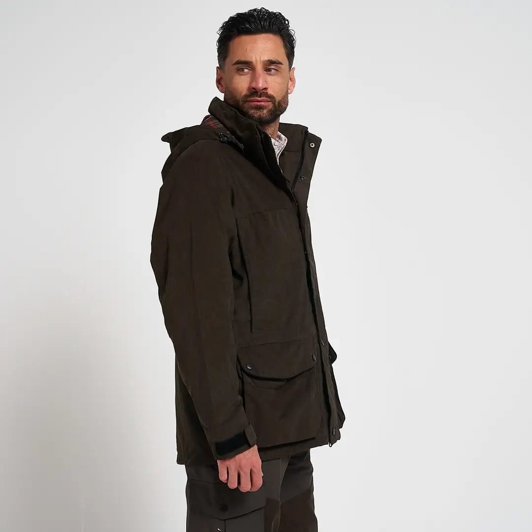Dark olive-green Jack Pyke Ashcombe hooded jacket with modern design