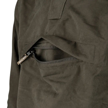 Olive green jacket pocket of the Jack Pyke Ashcombe Smock for hunting and country clothing