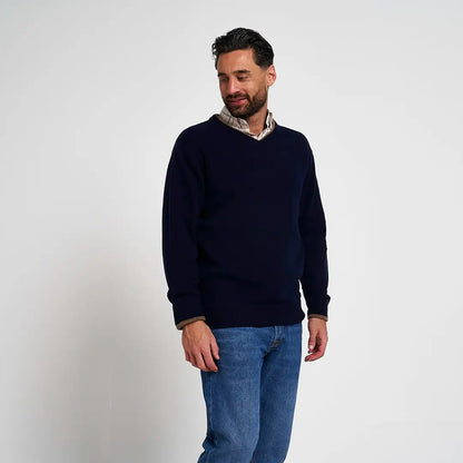 Navy blue Jack Pyke Ashcombe crewneck sweater with ribbed cuffs