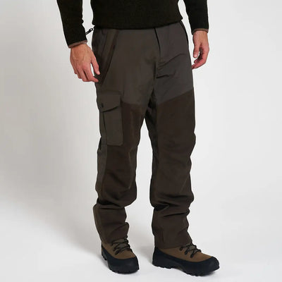 Dark olive Jack Pyke Ashcombe trousers with two-tone design and two zipped pockets
