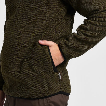 Olive green Ashdown Fleece versatile essential pullover with black trim