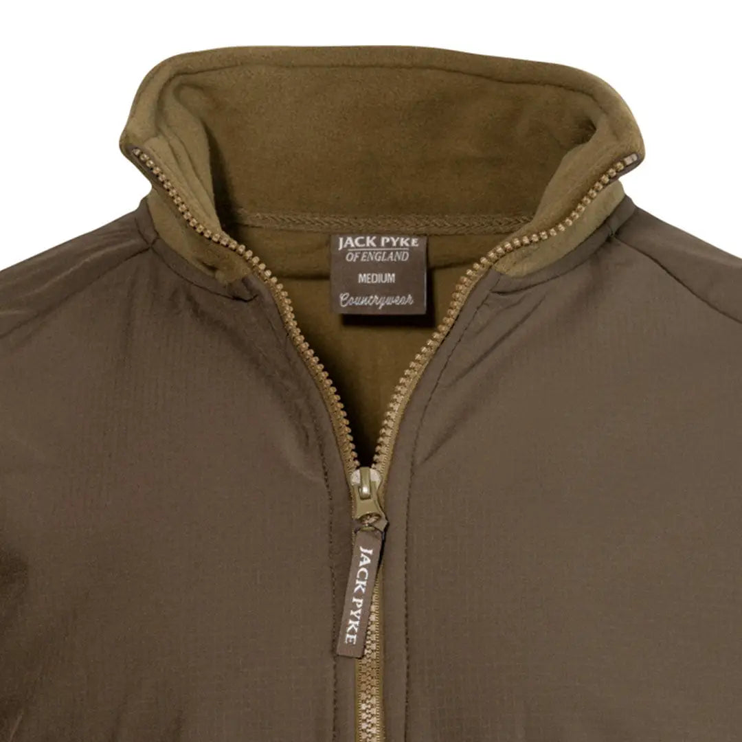 Jack Pyke Bleasdale half-zip fleece jacket with medium collar in brown for outdoor wear