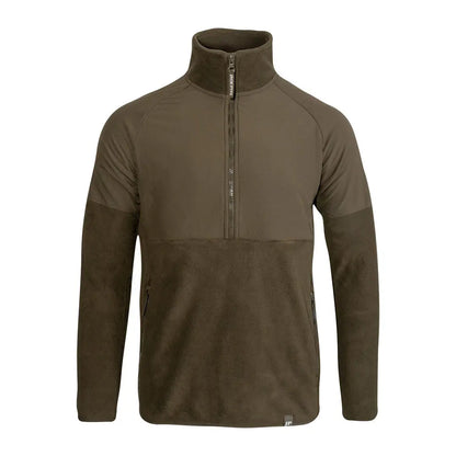 Men’s Jack Pyke Bleasdale two-tone olive green fleece pullover with half-zip front