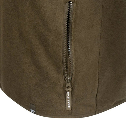 Olive green Jack Pyke Bleasdale fleece top with zip side pocket for outdoor adventures