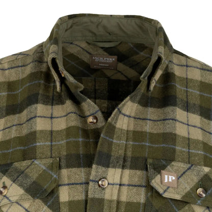 Green and tan plaid Jack Pyke Bleasdale Heavy Flannel Shirt for a stylish look