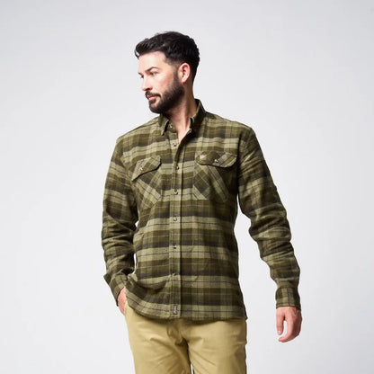 Jack Pyke Bleasdale heavy flannel olive brown plaid shirt