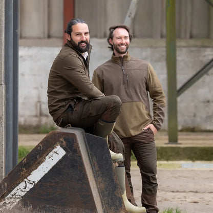 Two men wearing Jack Pyke Bleasdale Softshell Jackets in outdoor setting