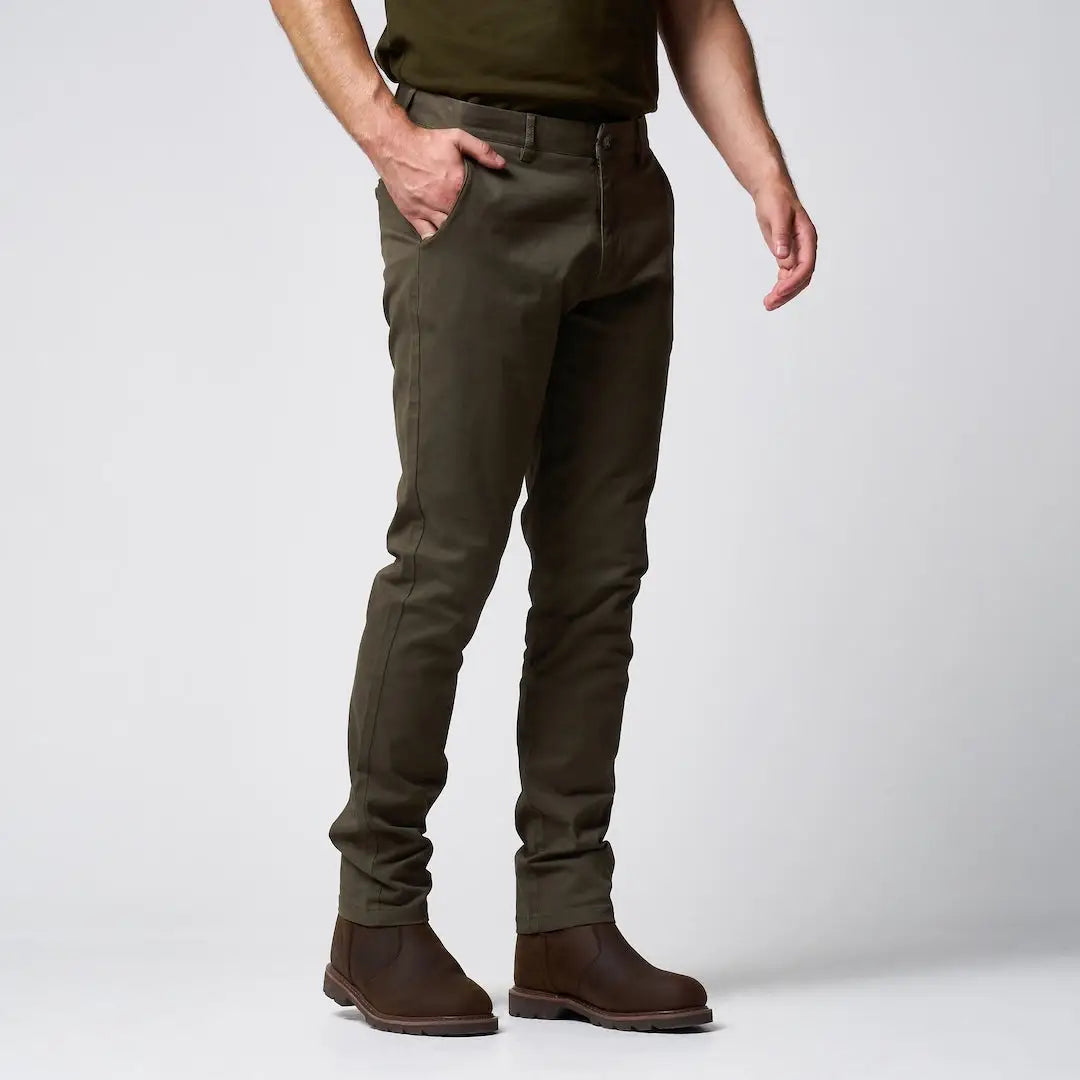 Slim fit Jack Pyke chino trousers in olive green with subtle stitching