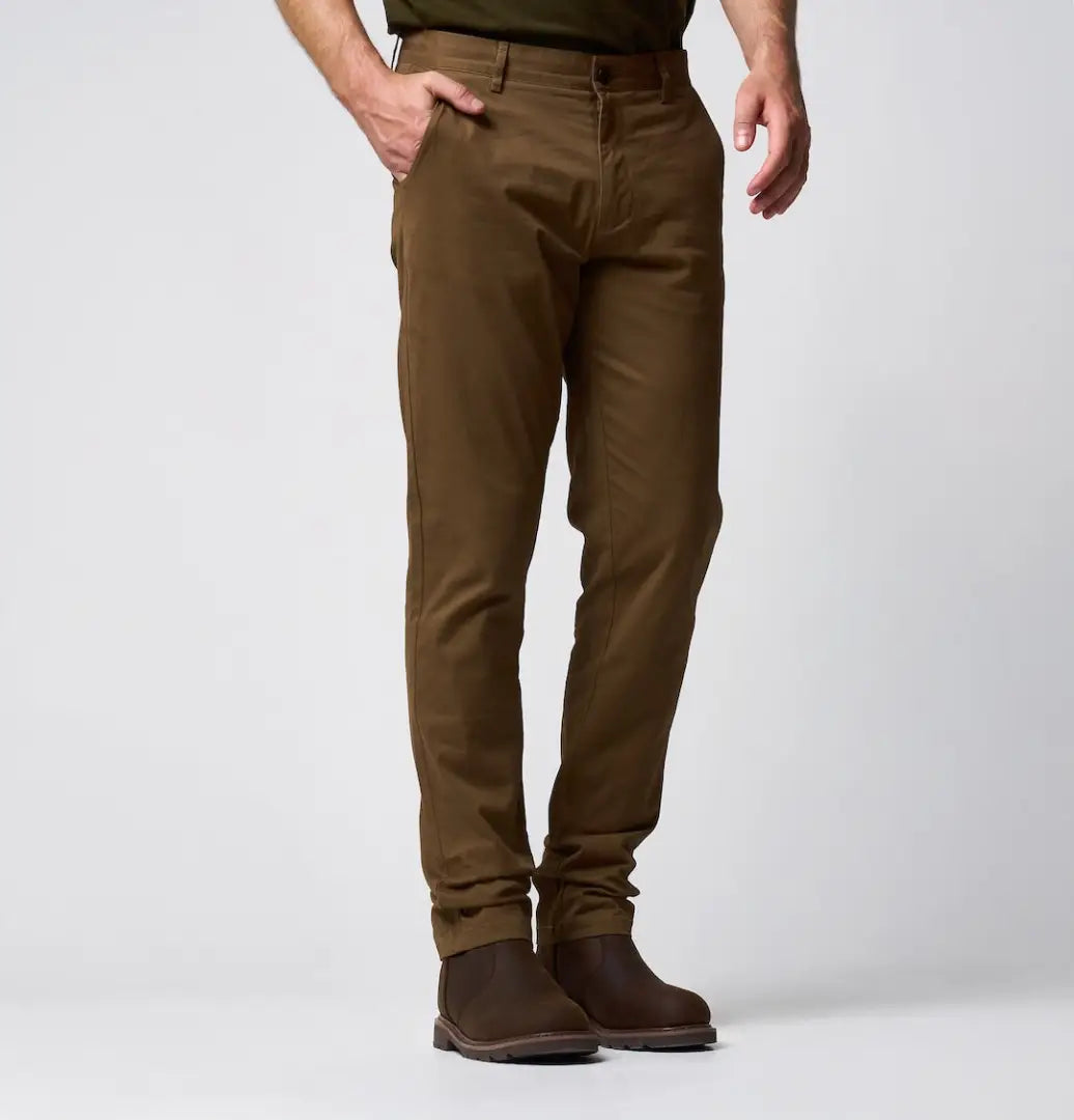 Slim fit Jack Pyke Chino trousers in brown with subtle creases