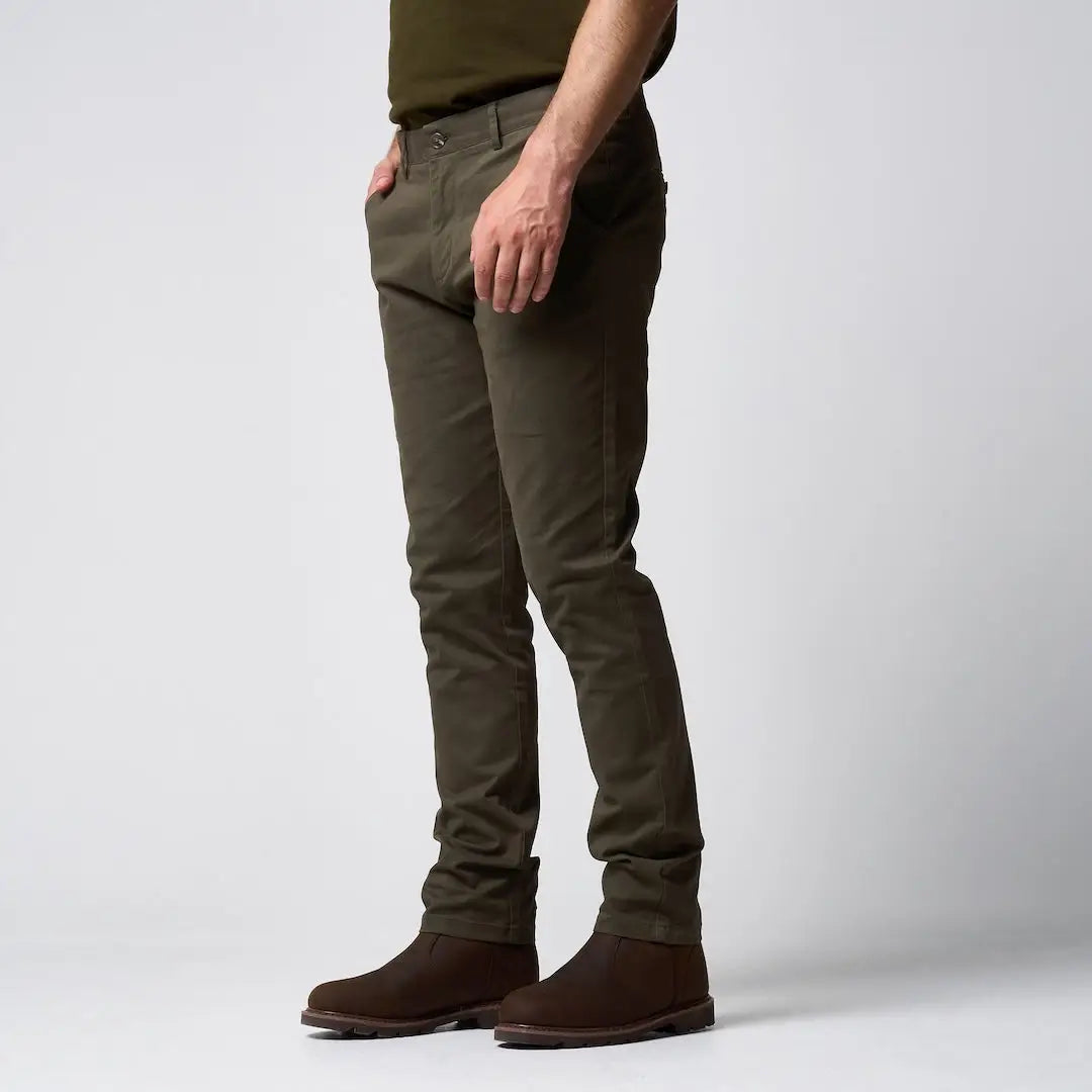 Slim fit Jack Pyke chino trousers in olive green with subtle stitching