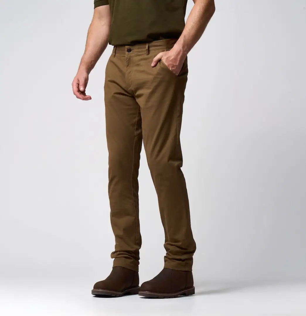 Slim fit Jack Pyke Chino trousers in brown with subtle stitching