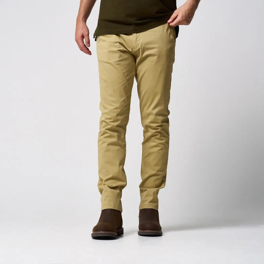 Slim fit Jack Pyke chino trousers in khaki with subtle creases