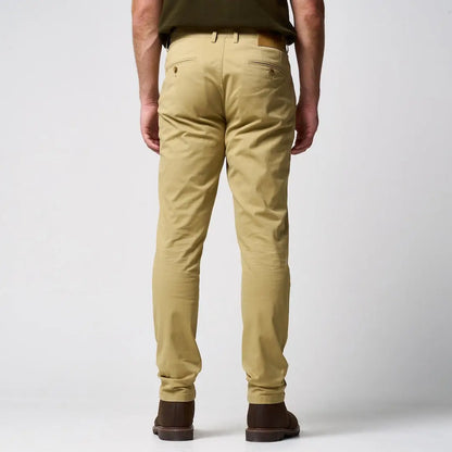 Jack Pyke Chino trousers: khaki straight-leg cut with brown belt loops
