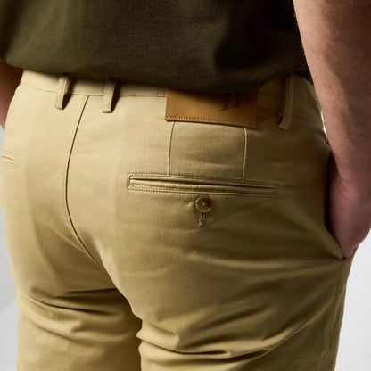 Jack Pyke Chino trousers in khaki with tan leather patch