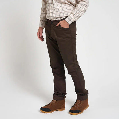 Slim fit Jack Pyke cotton stretch trousers in dark brown with subtle stitching