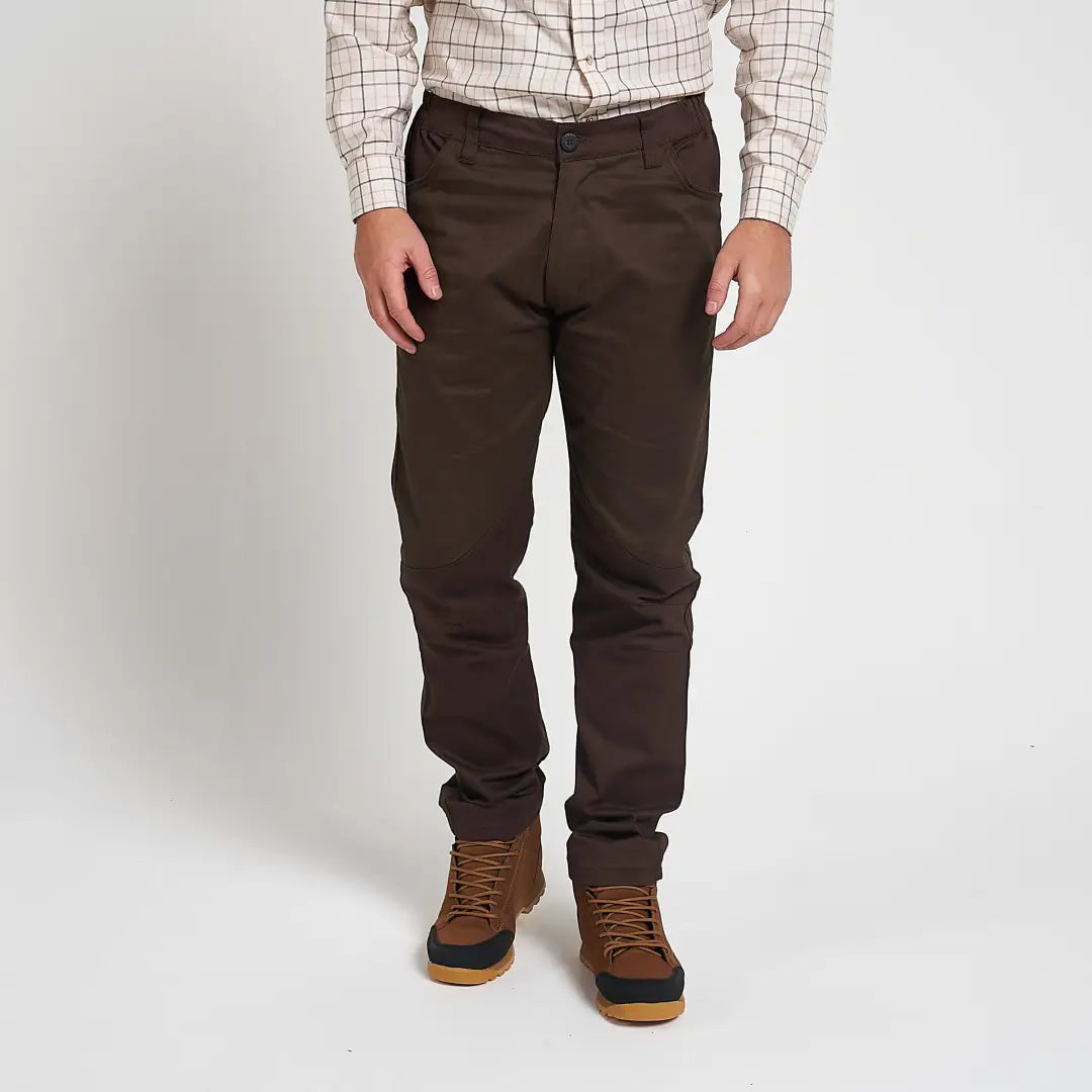 Jack Pyke cotton stretch trousers in dark brown chino with classic fit