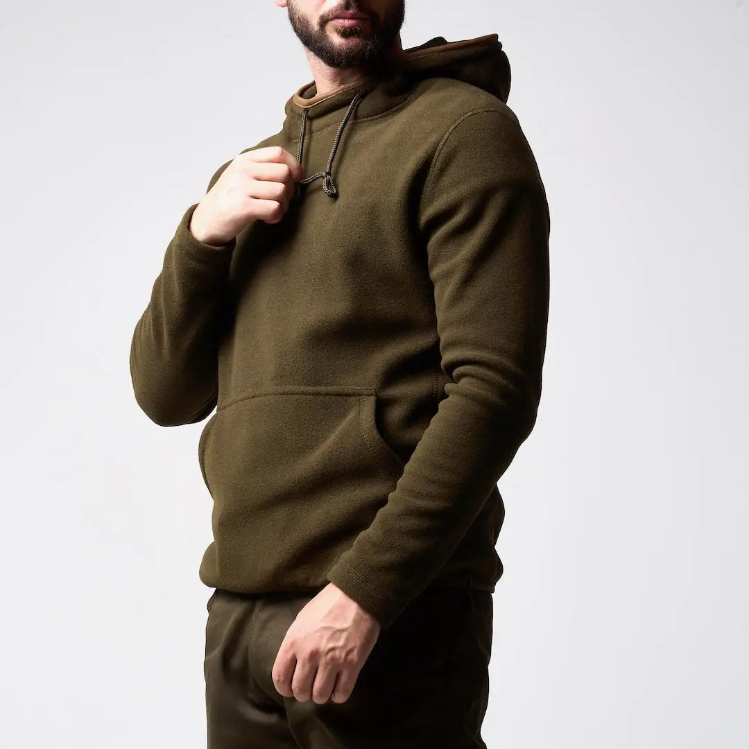 Jack Pyke Country Fleece Hoodie in olive green with hood