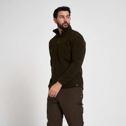 Jack Pyke County Fleece olive green quarter-zip pullover with logo