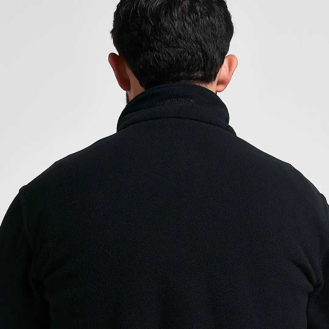Jack Pyke Country Fleece Top: black jacket with high collar and neck embroidery