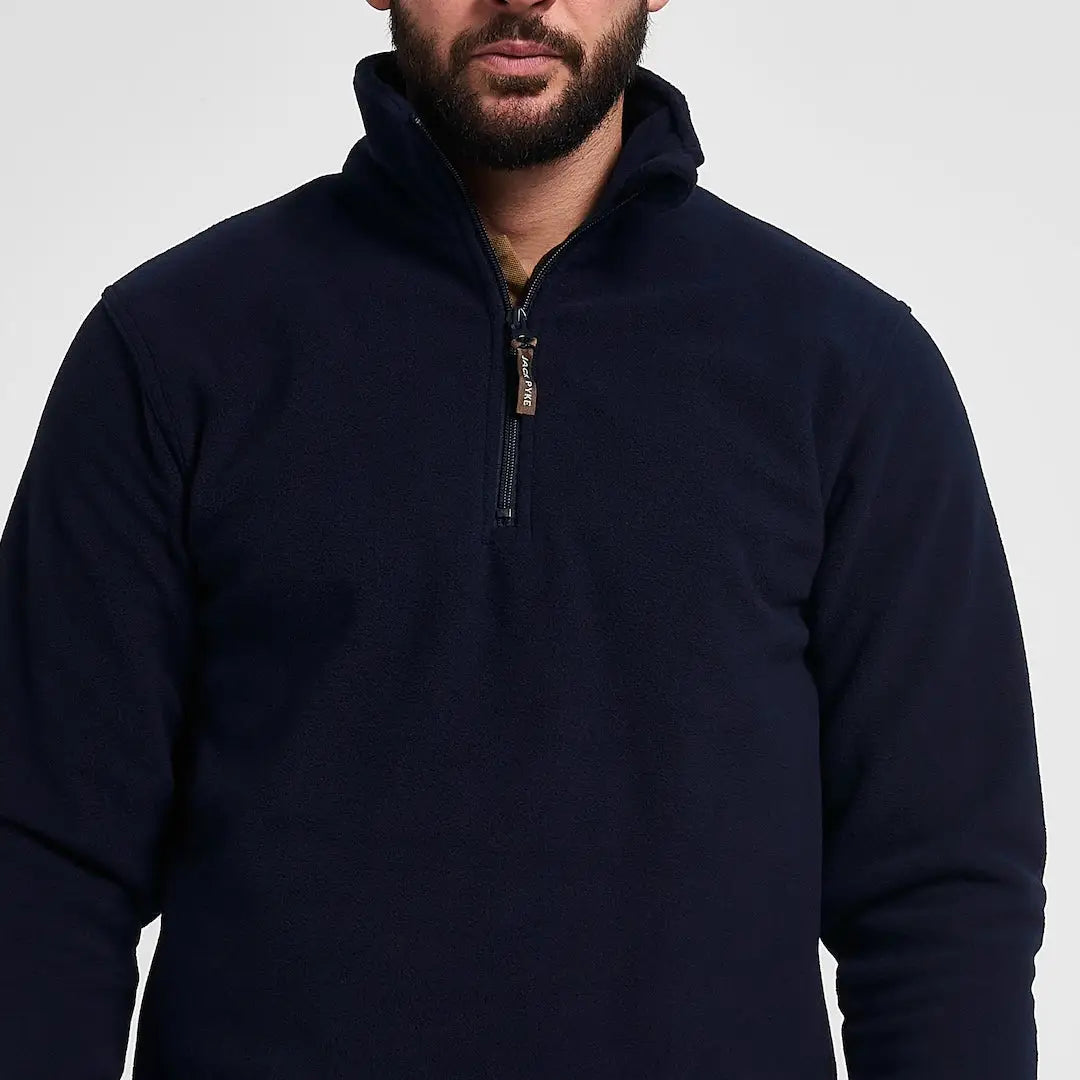 Jack Pyke Country Fleece Top: dark navy blue half-zip pullover