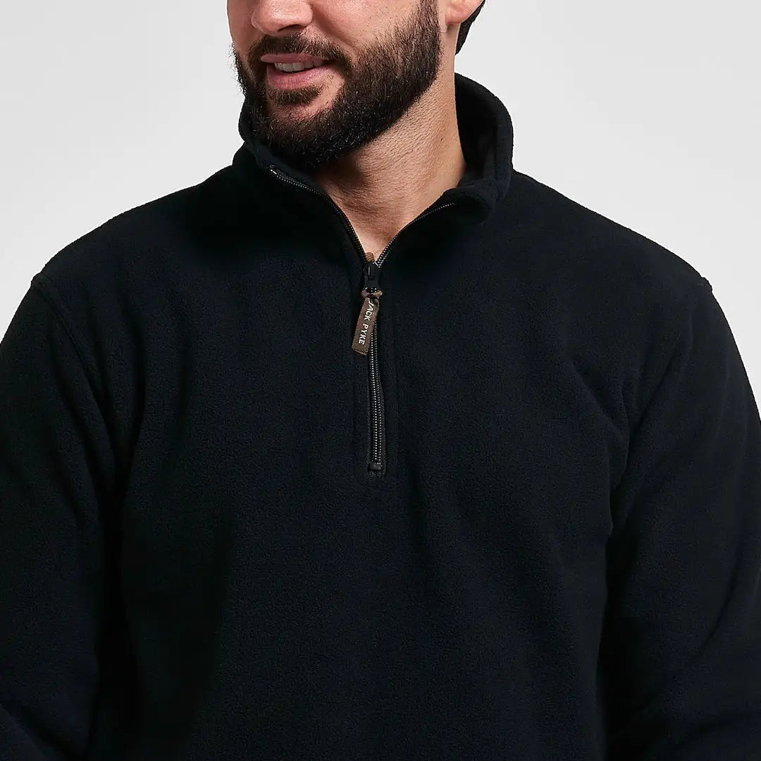 Jack Pyke Country Fleece Top: black quarter-zip pullover