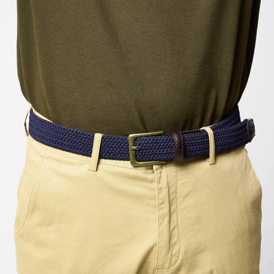 Jack Pyke Countryman elasticated belt in navy blue weave with brass buckle