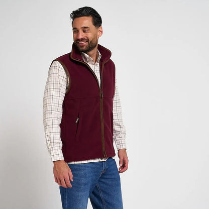 Maroon Jack Pyke Countryman Fleece Gilet with 300gsm micro fleece and two lower zipped pockets