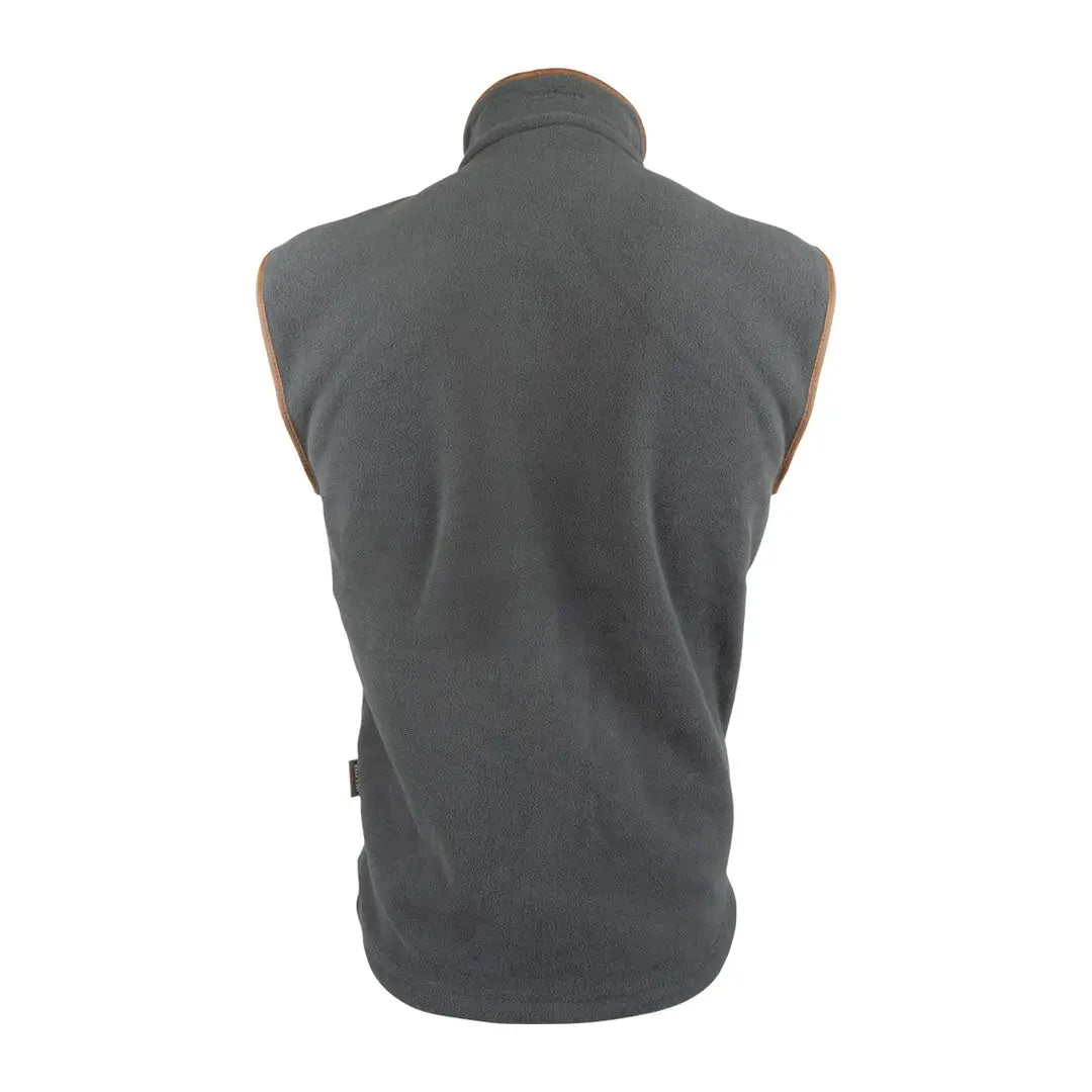 Jack Pyke Countryman 300gsm micro fleece gilet in dark gray with tan leather trim