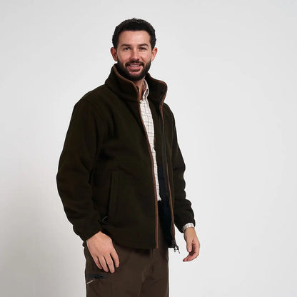 Dark olive Jack Pyke Countryman fleece jacket with brown zipper