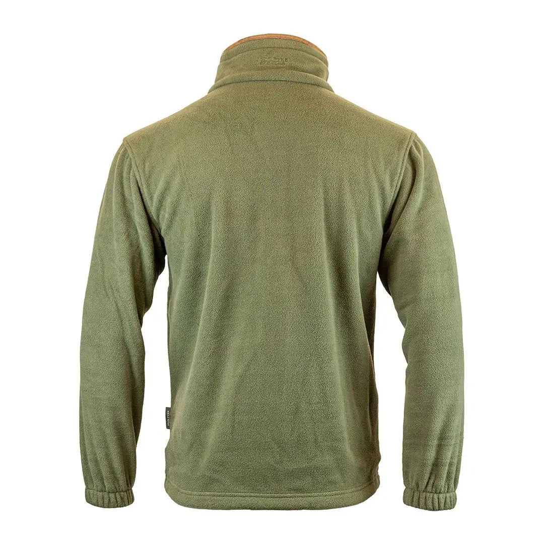 Olive green Jack Pyke Countryman fleece jacket with high collar and elastic cuffs