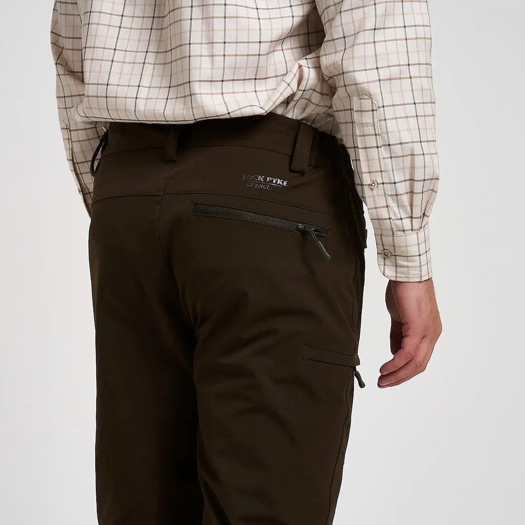 Jack Pyke Dalesman stretch trousers in dark olive green with zippered back pocket