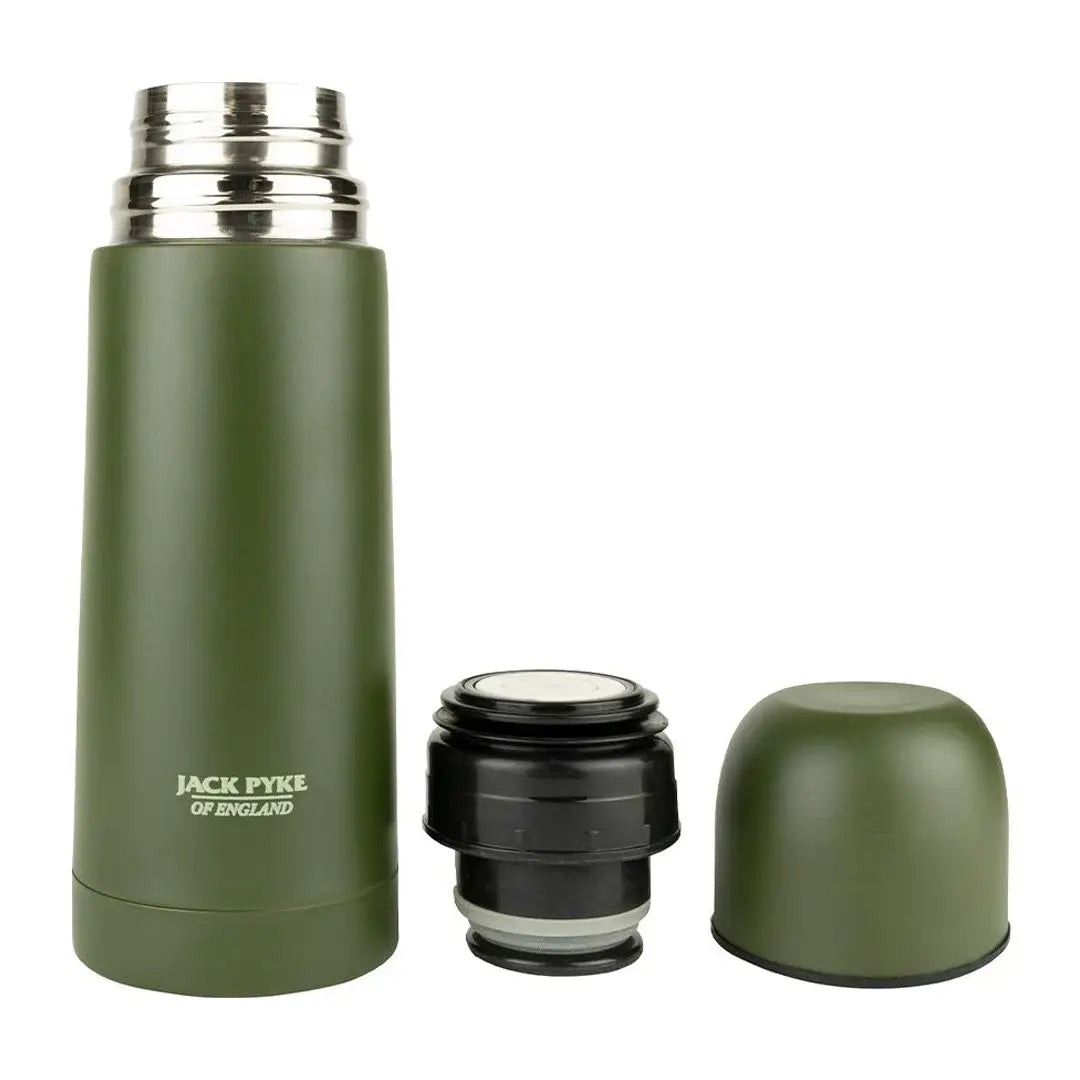 Olive green Jack Pyke Drinking Flask with a detachable cup lid for on-the-go hydration