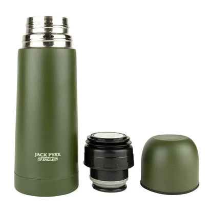 Olive green Jack Pyke Drinking Flask with a detachable cup lid for on-the-go hydration
