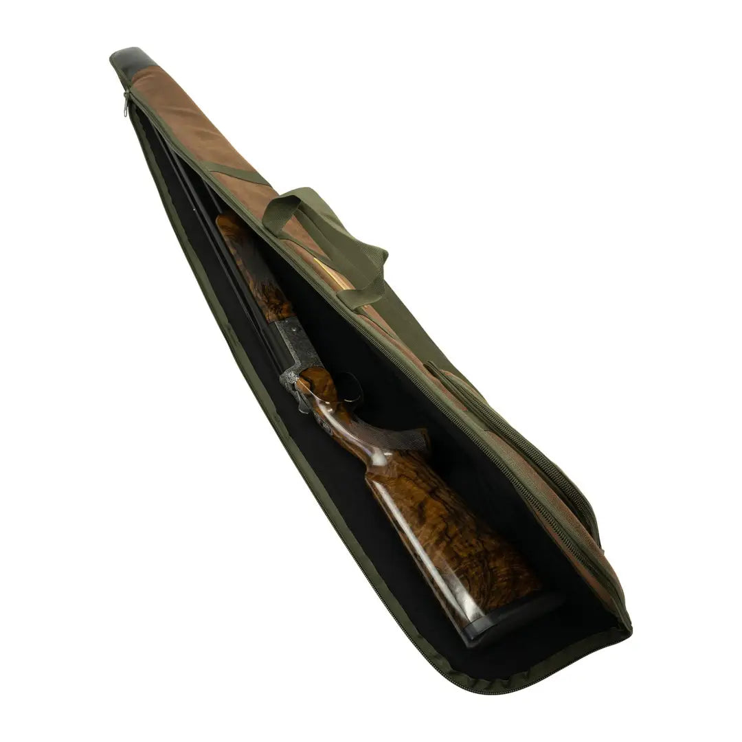 Jack Pyke Duotex Shotgun Slip with a rifle showing off its wooden stock inside