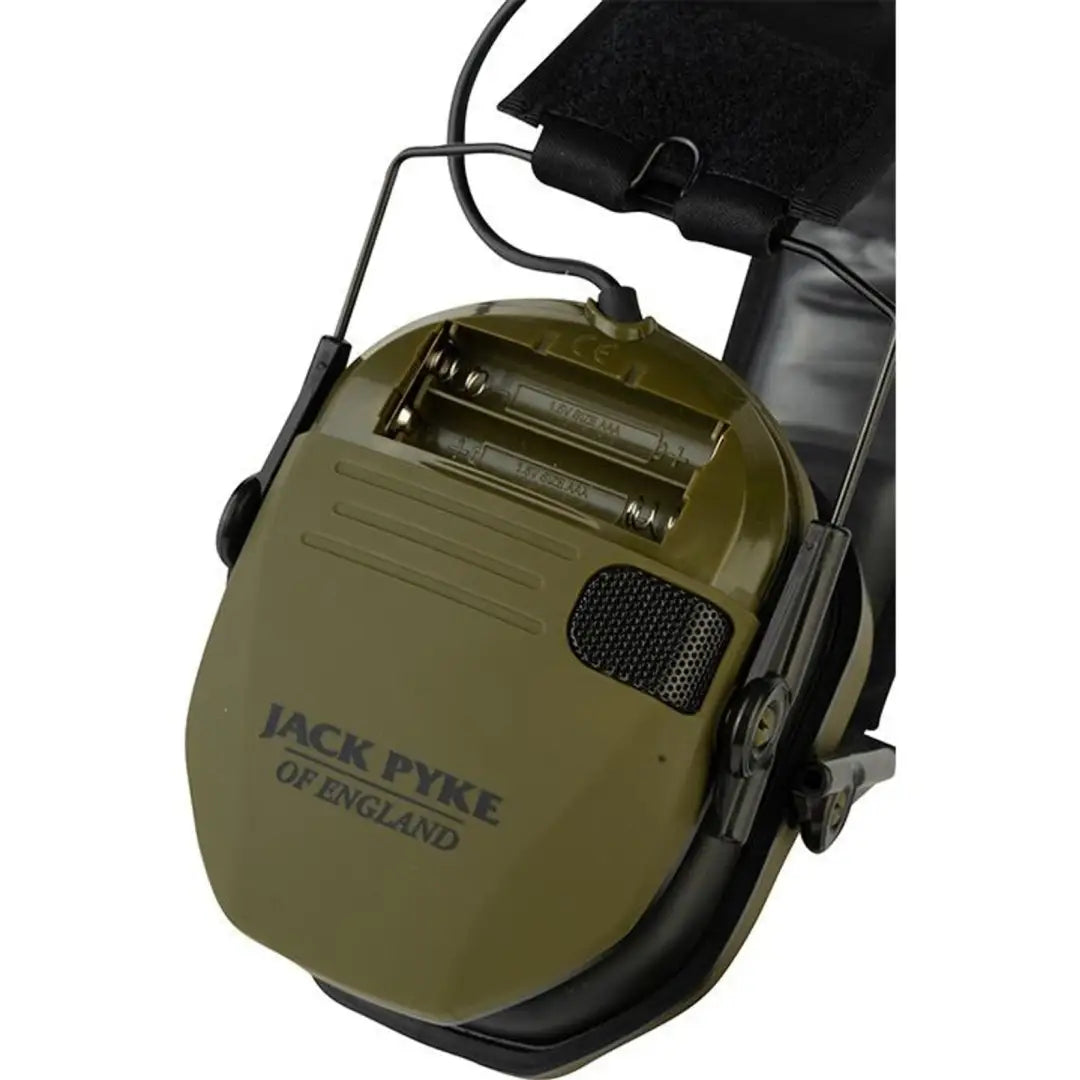 Olive green Jack Pyke Electronic Ear Defenders for hearing protection and outdoor use