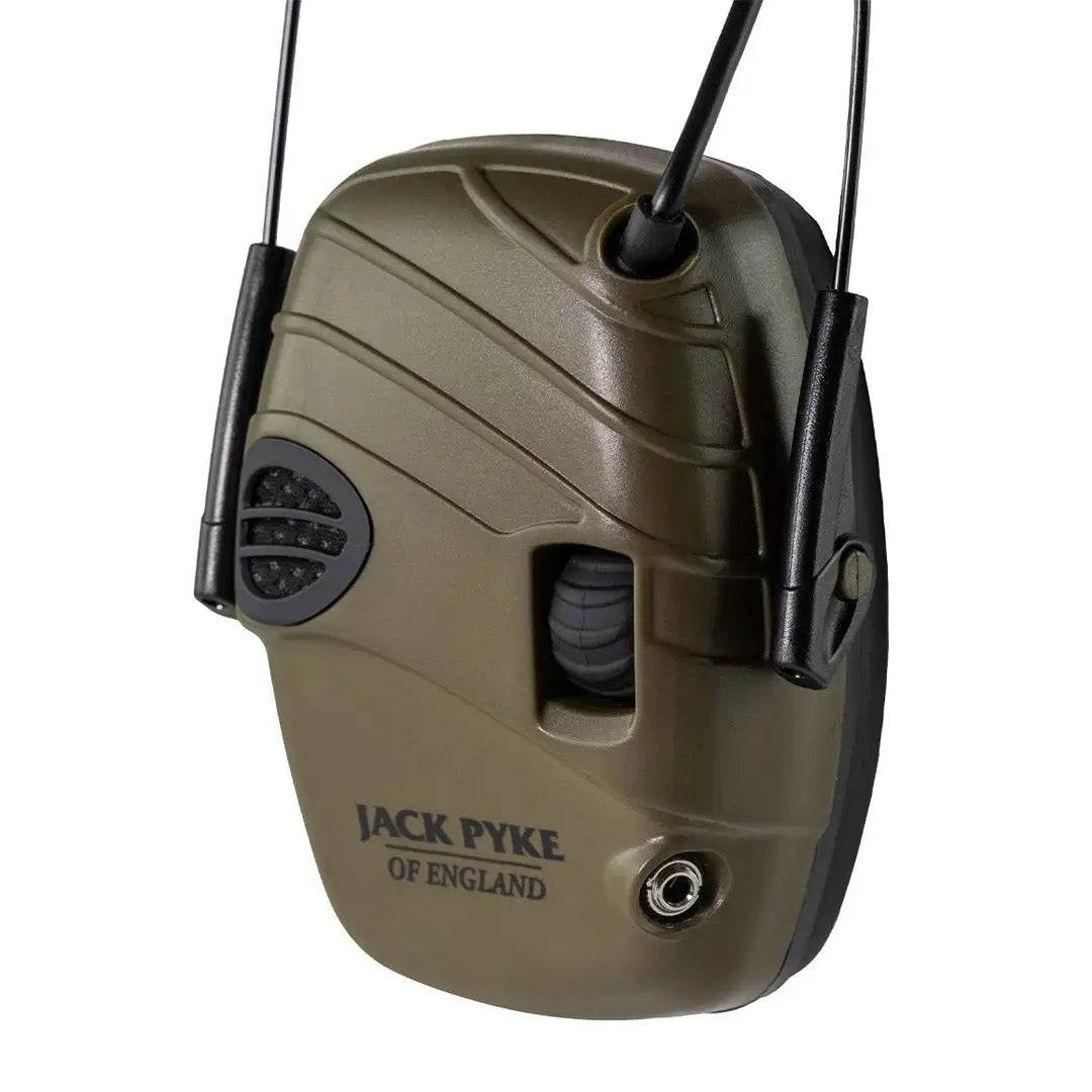 Olive green Jack Pyke electronic ear defenders for optimal hearing protection