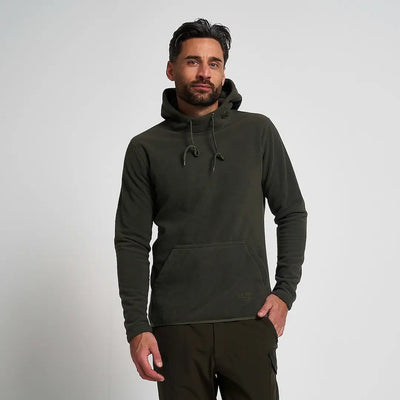 Jack Pyke Fieldman fleece hoodie in dark olive green with hood and pocket