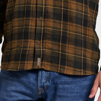 Jack Pyke flannel shirt in brown black plaid with yellow accents