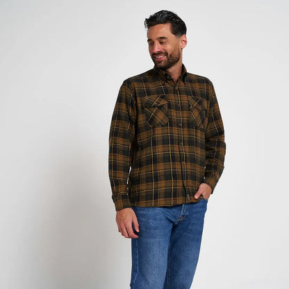 Jack Pyke flannel shirt in brown black plaid with chest pockets