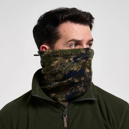 Jack Pyke fleece neck gaiter in woodland camo pattern