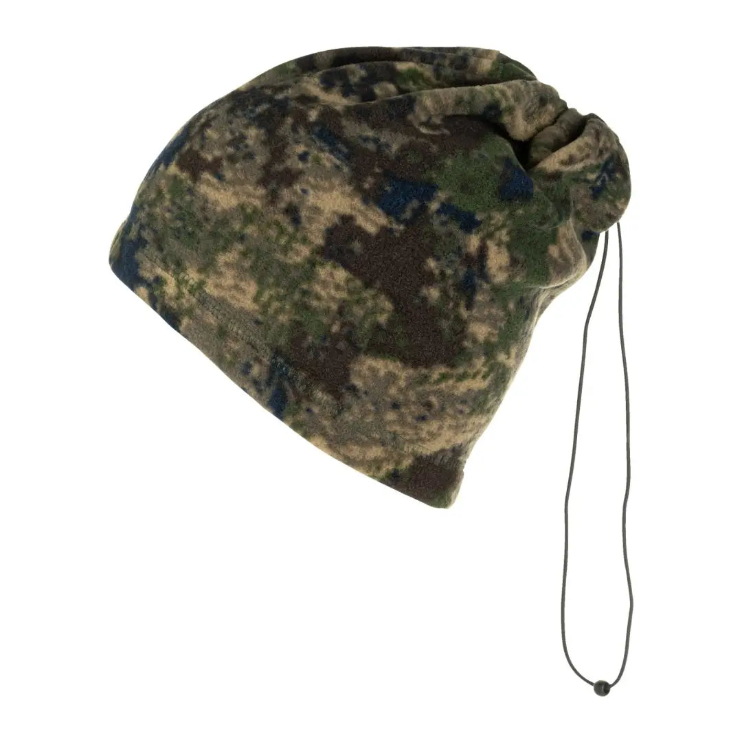 Camouflage beanie hat with drawstring for Jack Pyke Fleece Neck Gaiter look