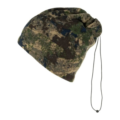Camouflage beanie hat with drawstring for Jack Pyke Fleece Neck Gaiter look