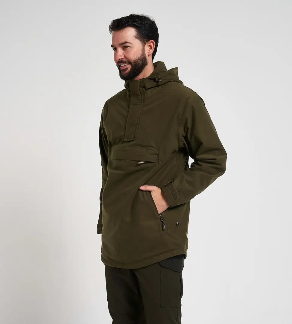 Olive green Jack Pyke Galbraith smock with zip pockets