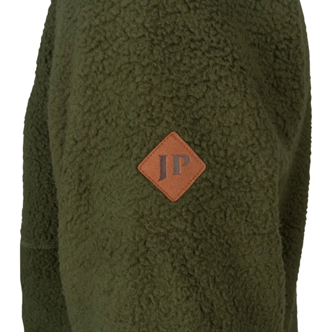 Olive green Jack Pyke half zip sherpa fleece pullover with JP sleeve patch