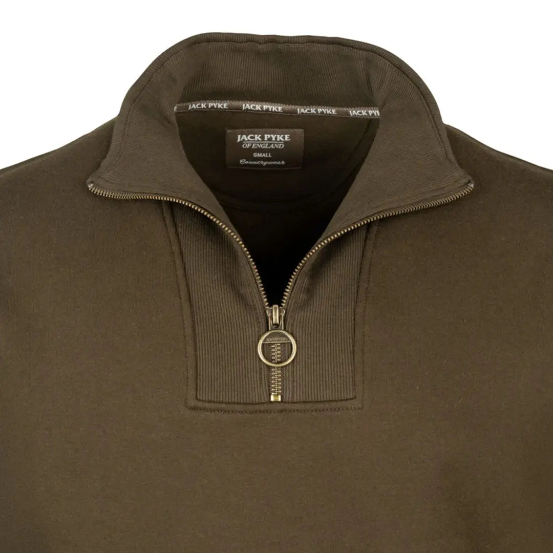 Olive green Jack Pyke half zip sweatshirt with ribbed collar