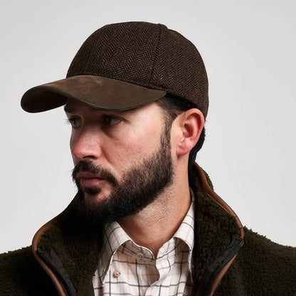 Jack Pyke Herringbone Baseball Cap with brown suede brim